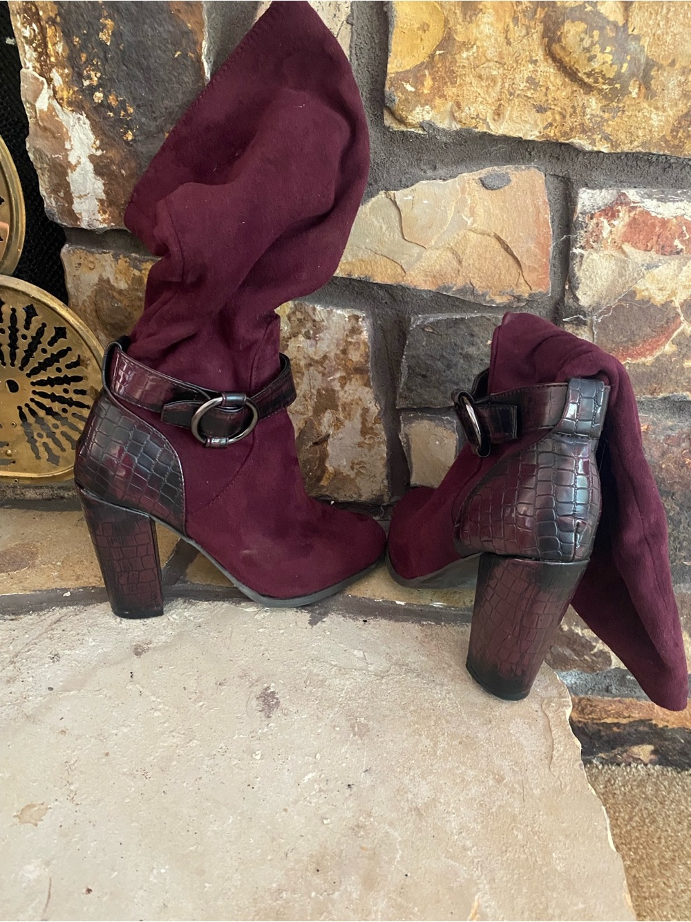 Women’s Burgundy Suede Heeled Boots only worn a couple times.